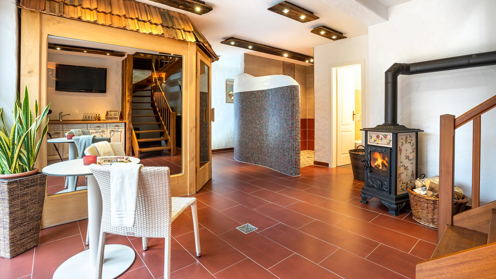 Wellnessbereich mit Sauna im Hotel Zum Schlangenkönig im Spreewald